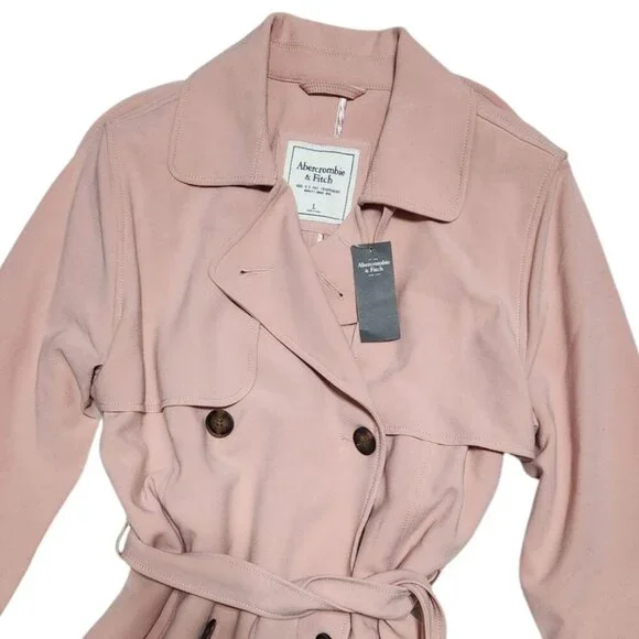 Abercrombie light pink double breasted trenchcoat with belt - Picture 2 of 6
